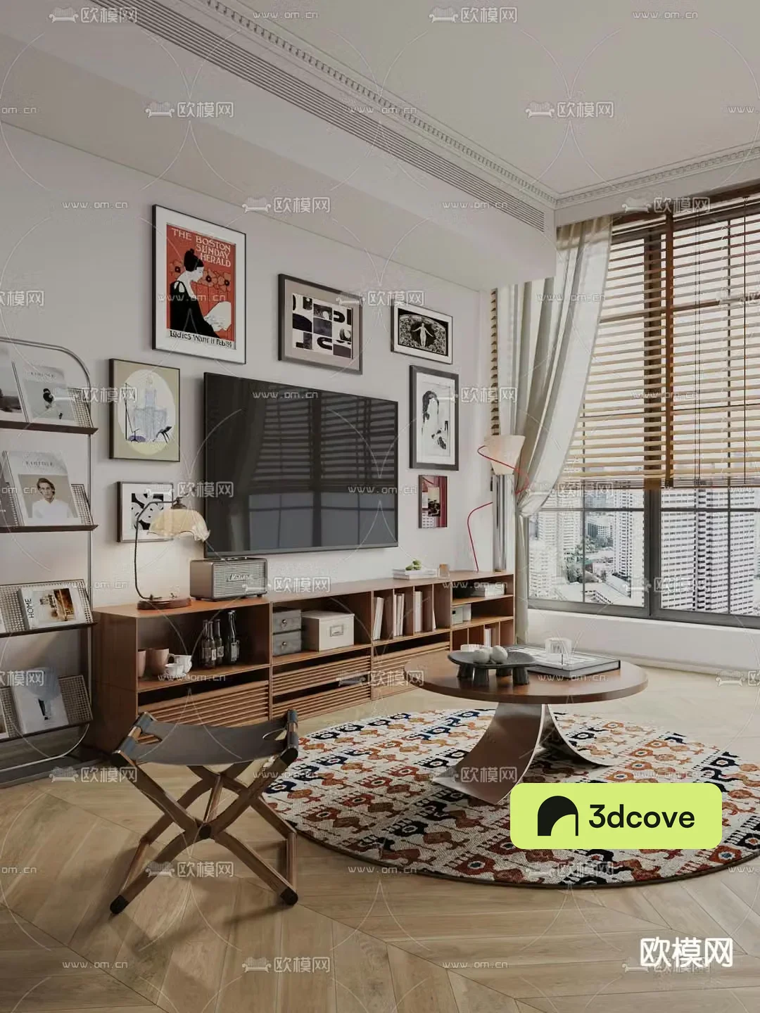 Middle-aged TV Cabinet Coffee Table 3D Model