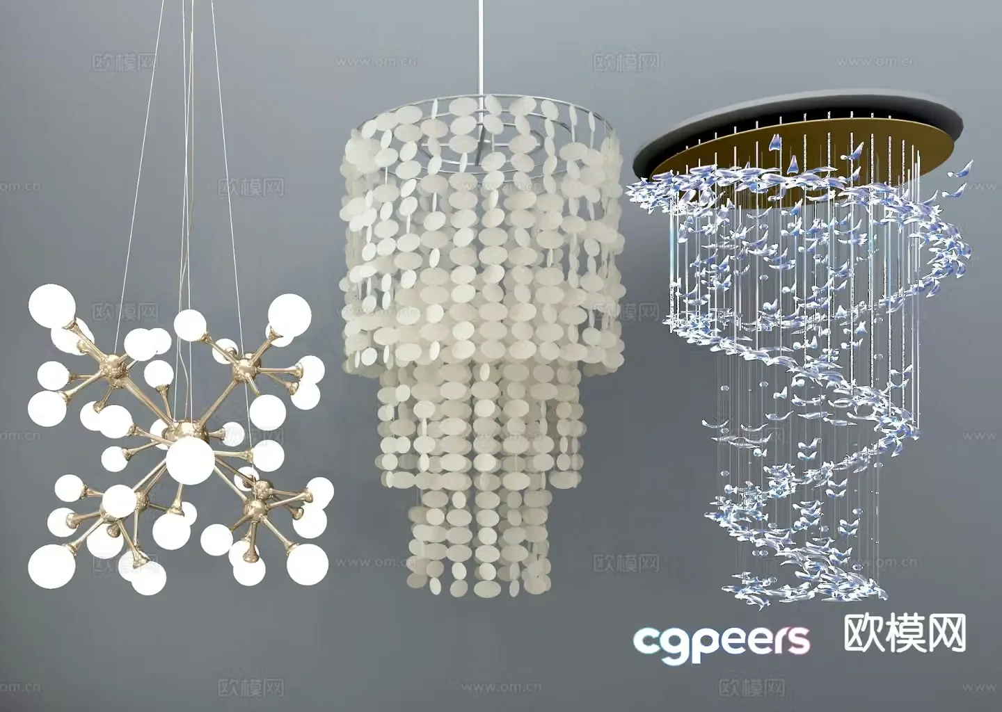 Light luxury chandelier hall chandelier 3d model