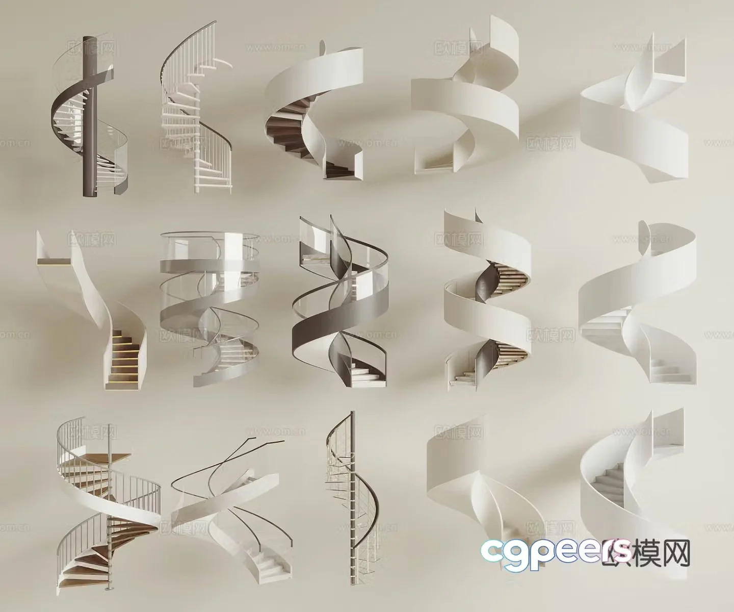 Modern spiral staircase 3d model