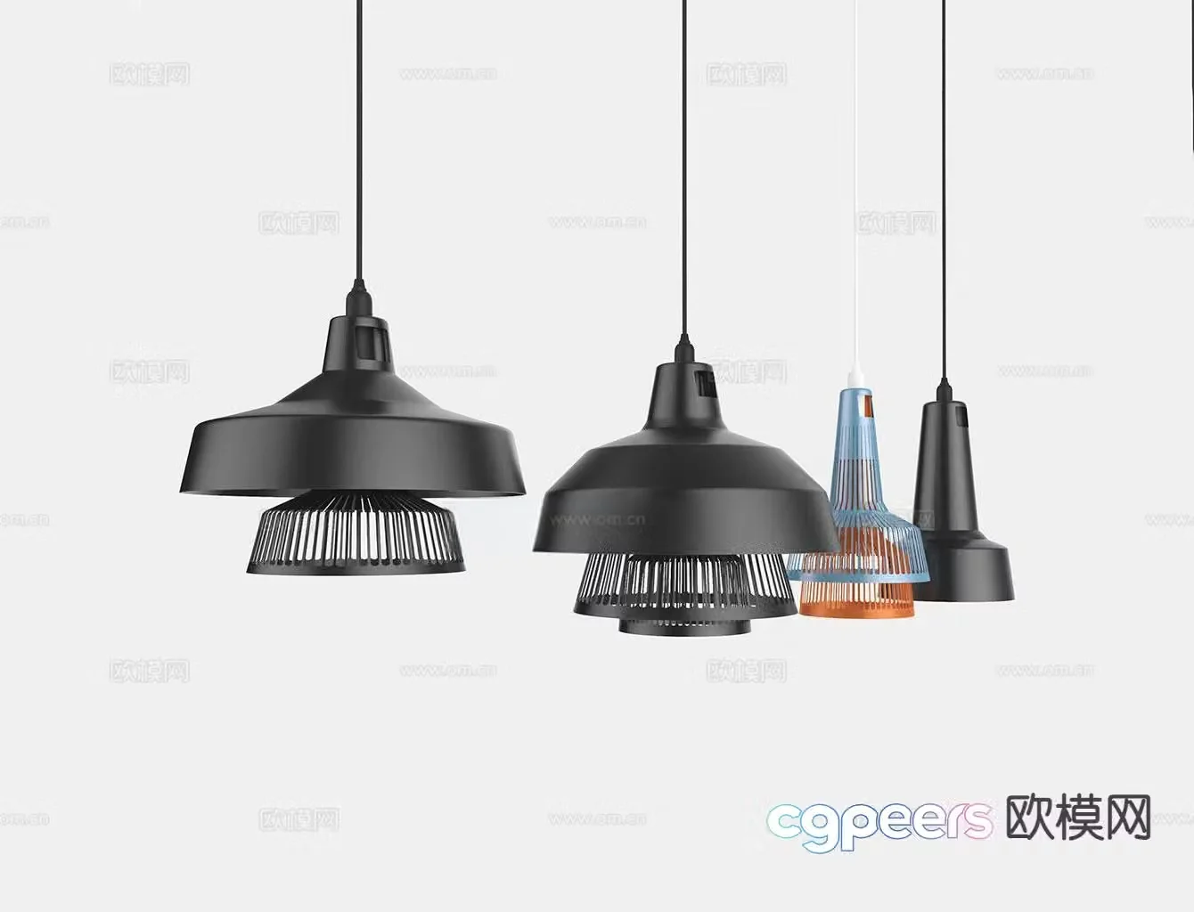 Industrial style chandelier restaurant chandelier 3d model