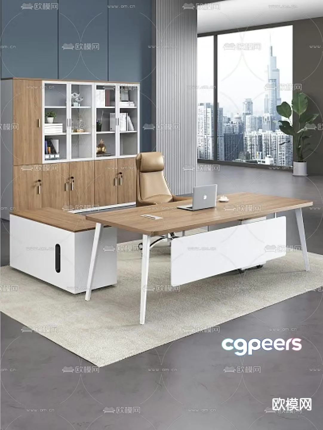 Office desk and chair desk table boss table 3d model