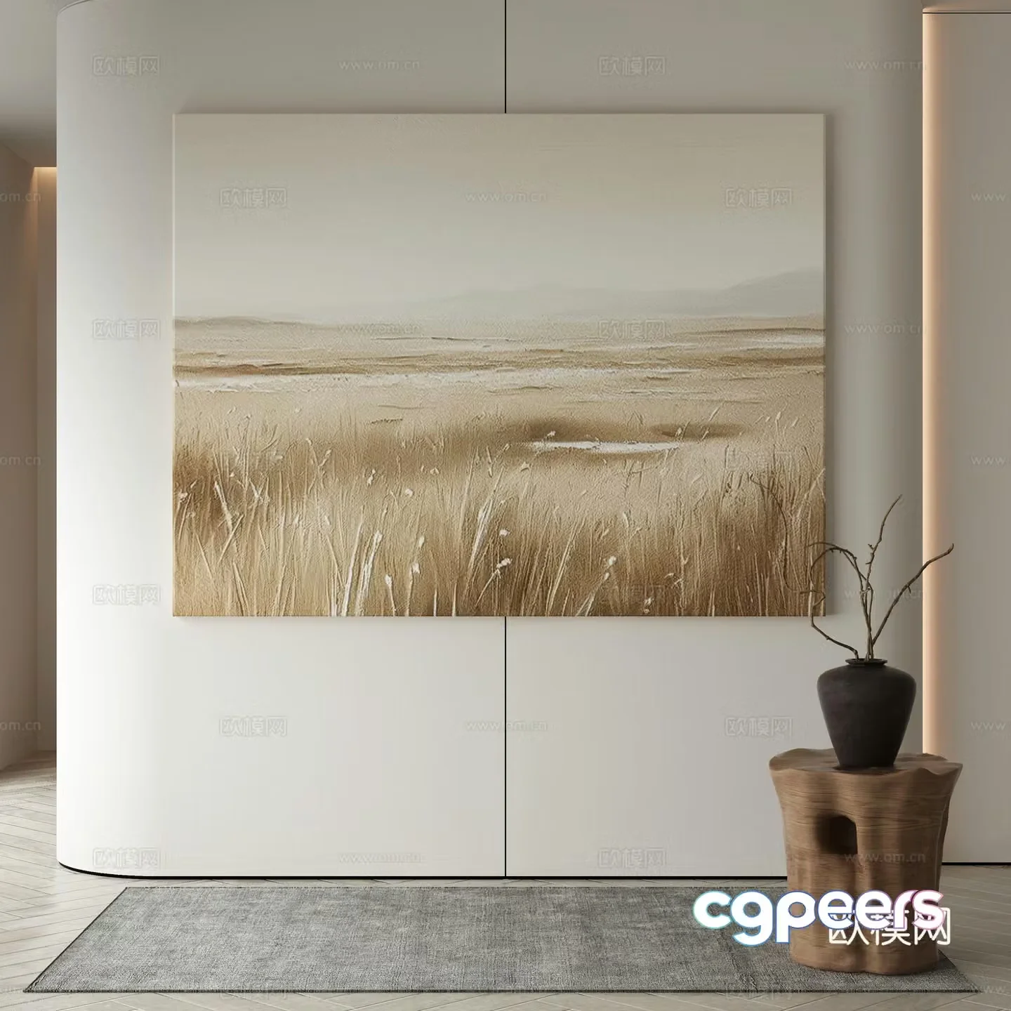 Modern decorative painting texture painting hanging painting 3d model