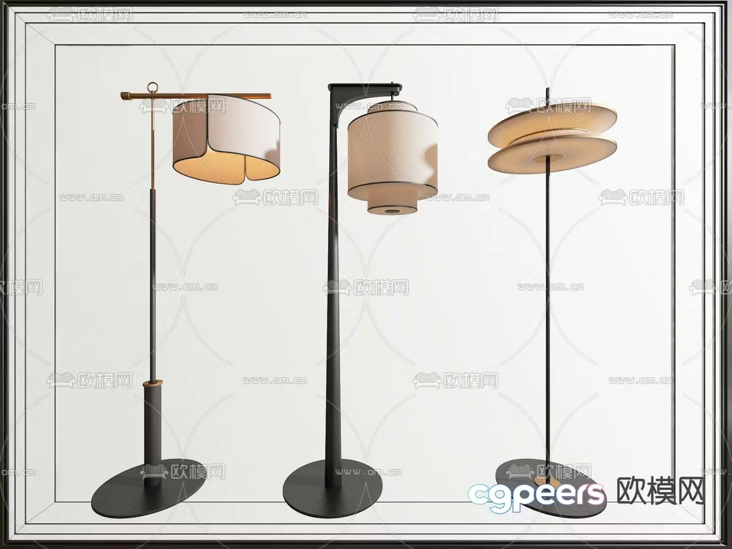 New Chinese style floor lamp artistic floor lamp fishing rod floor lamp 3d model