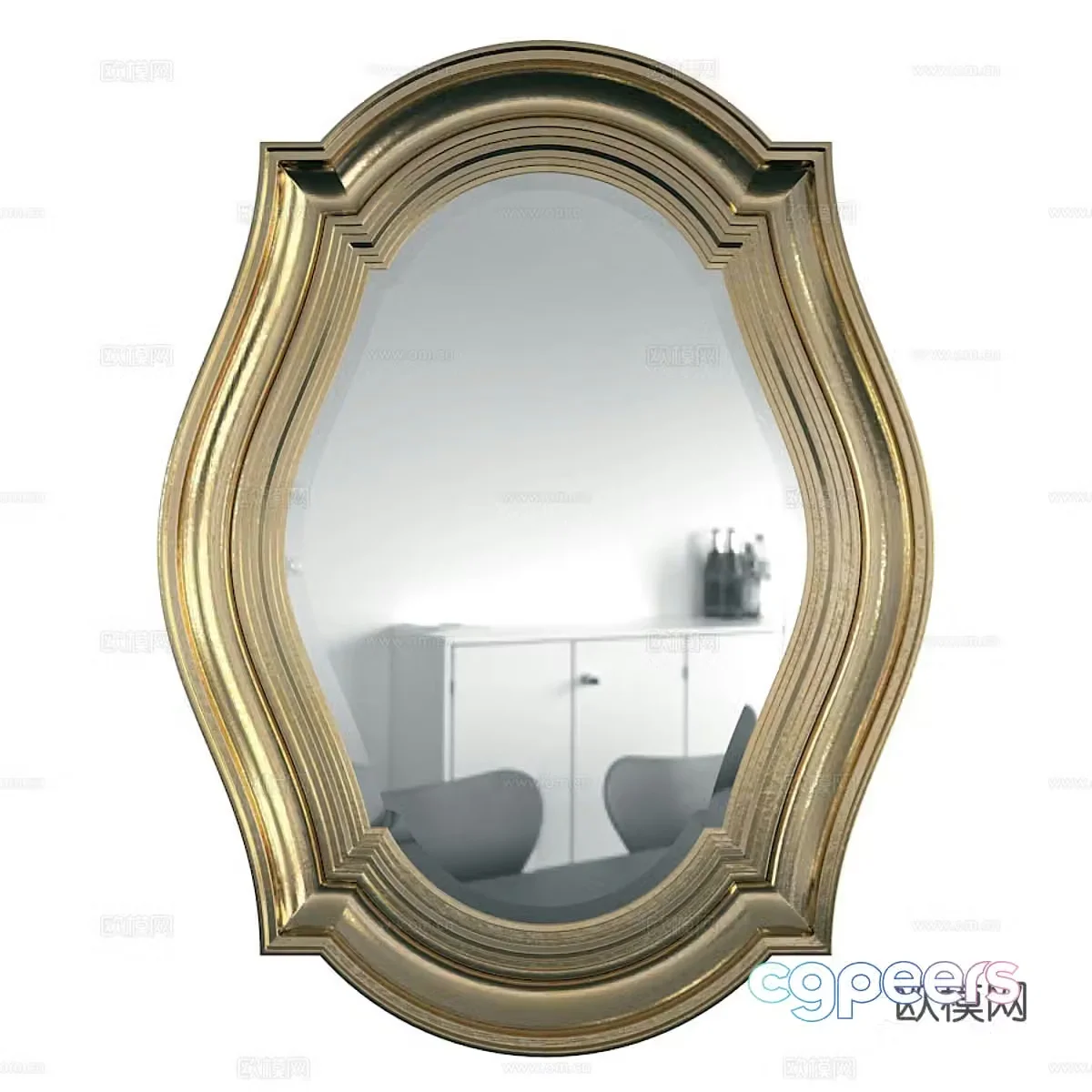 European style hanging mirror 3d model
