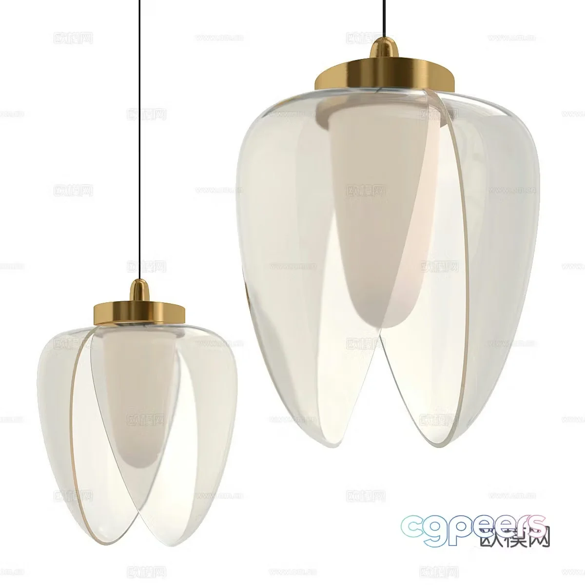 New Chinese style light luxury flower decorative chandelier 3D model