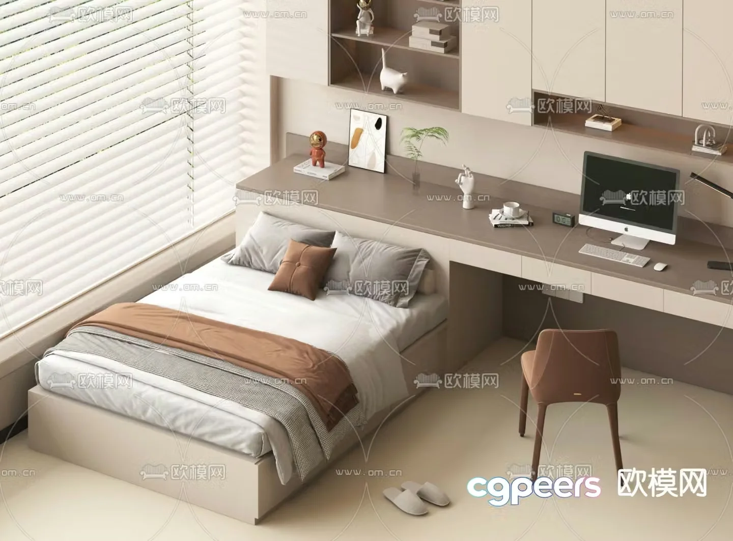 Modern double bed 3d model