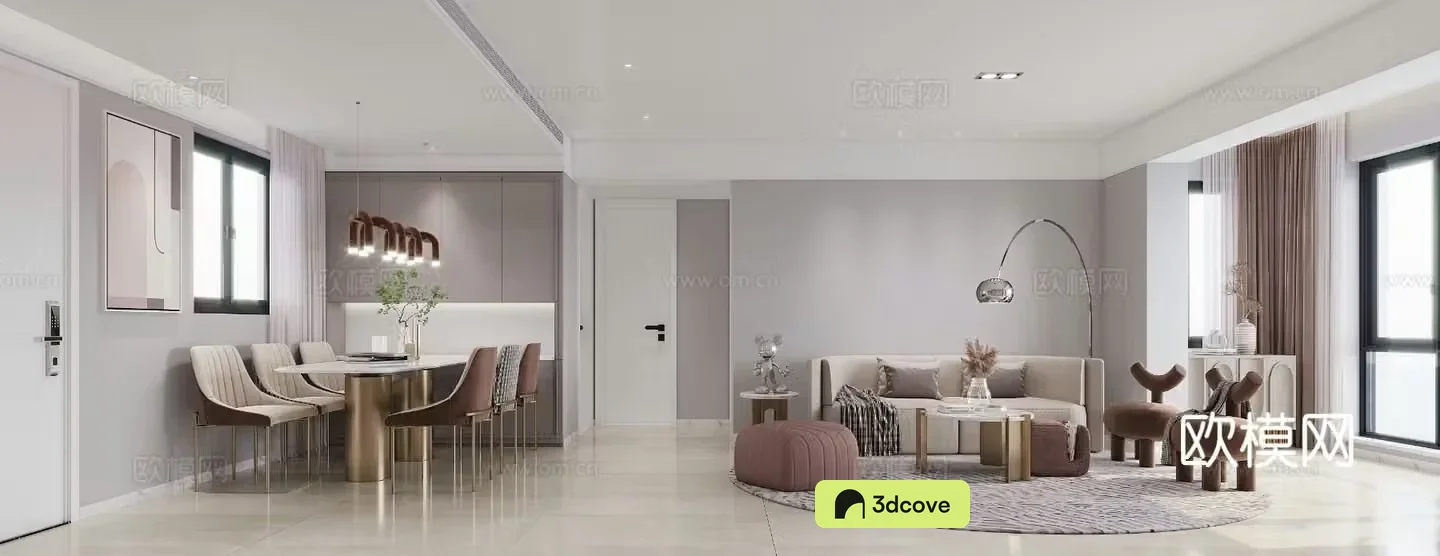 Modern living and dining room