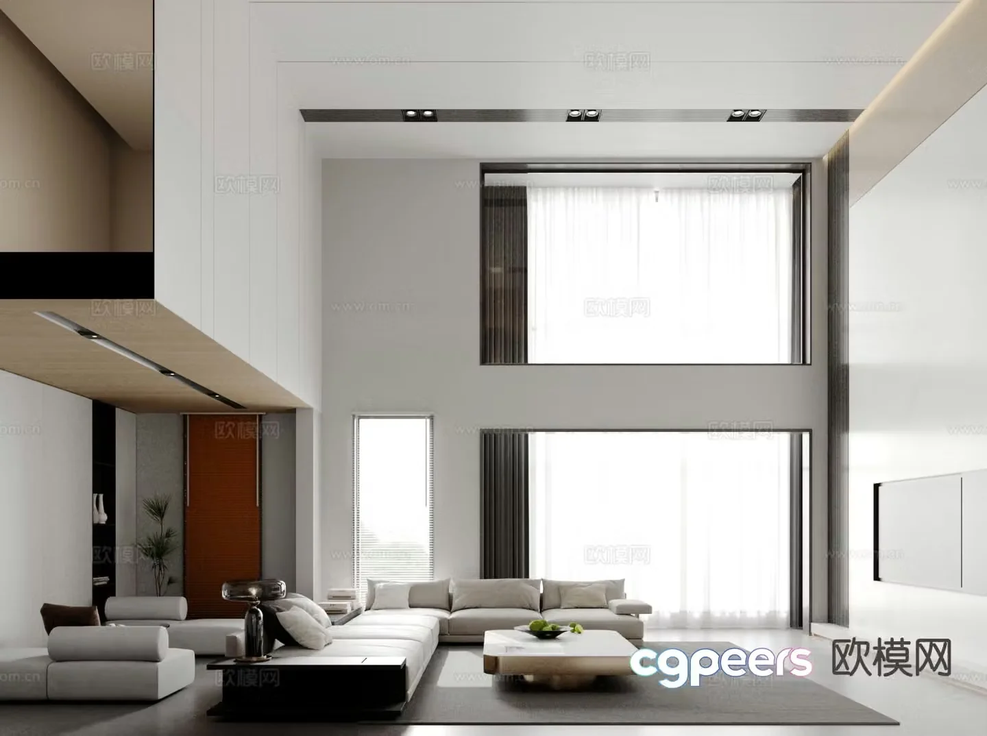 Modern villa living room empty living room 3D model