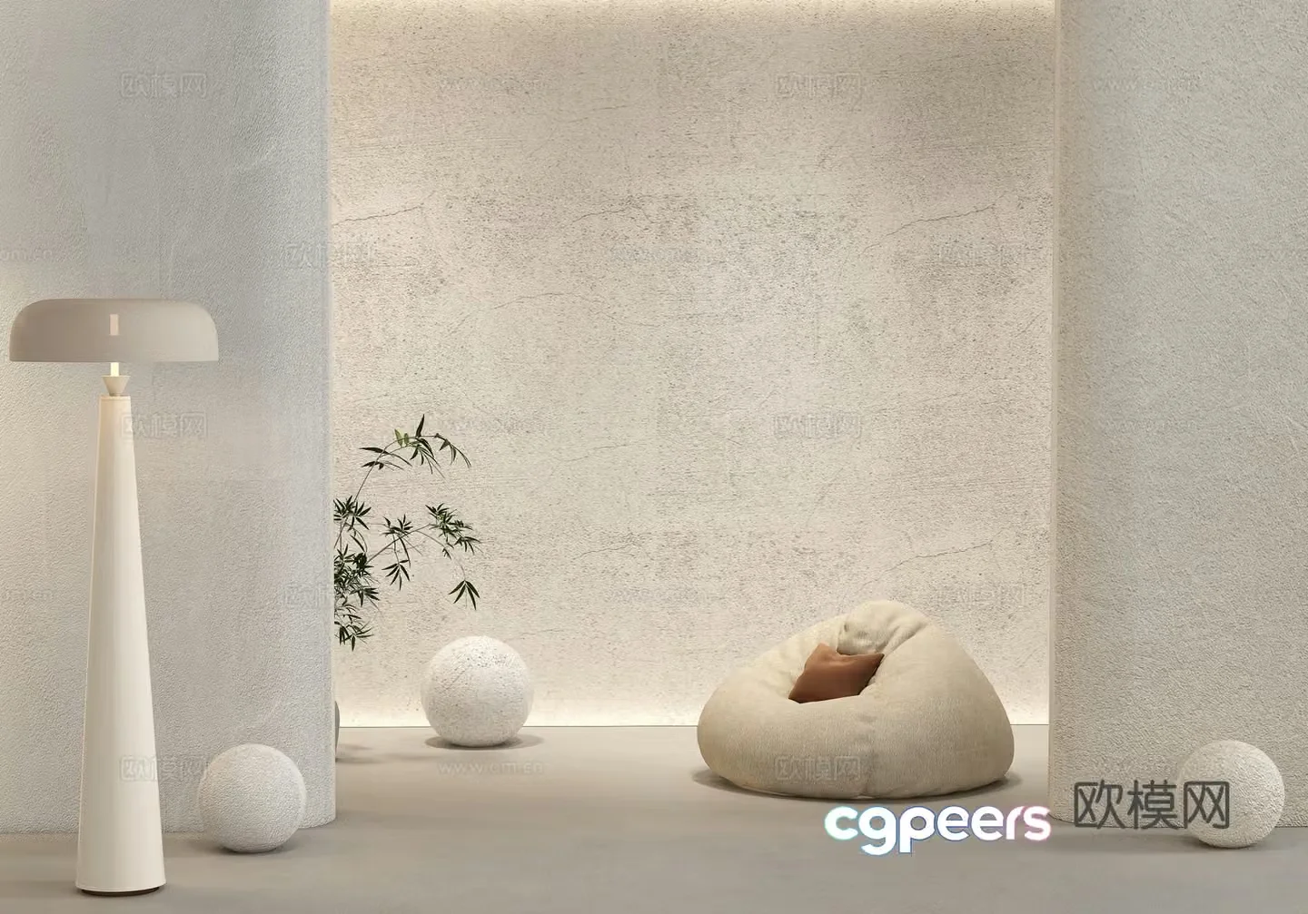 Art paint Texture paint Real stone paint Paint Lazy sofa Floor lamp 3D model