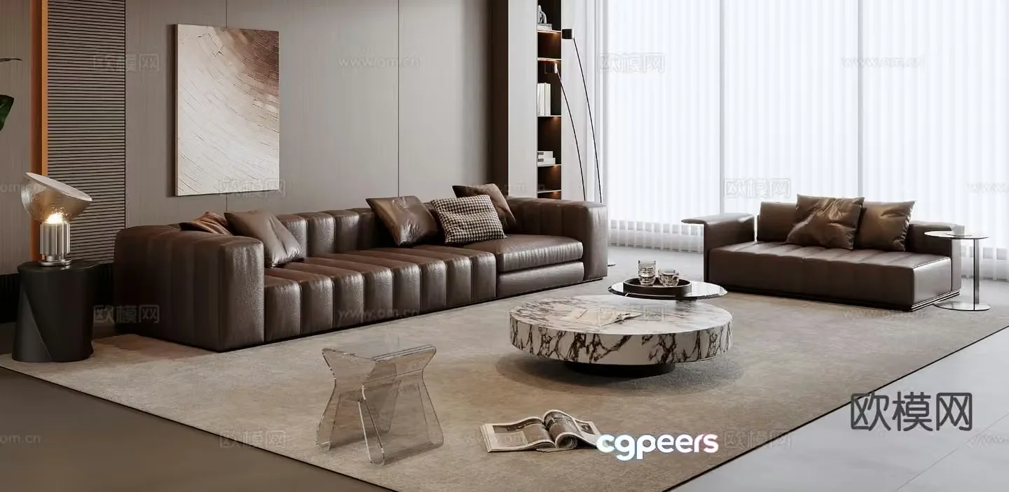 Italian sectional sofa 3d model
