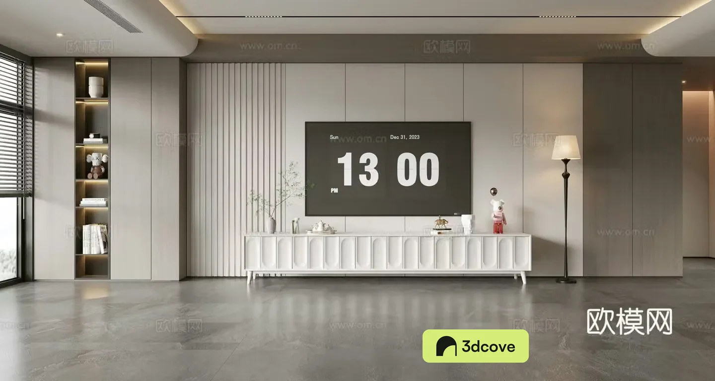 Modern simple living room light luxury TV background wall TV set full wall TV cabinet combination