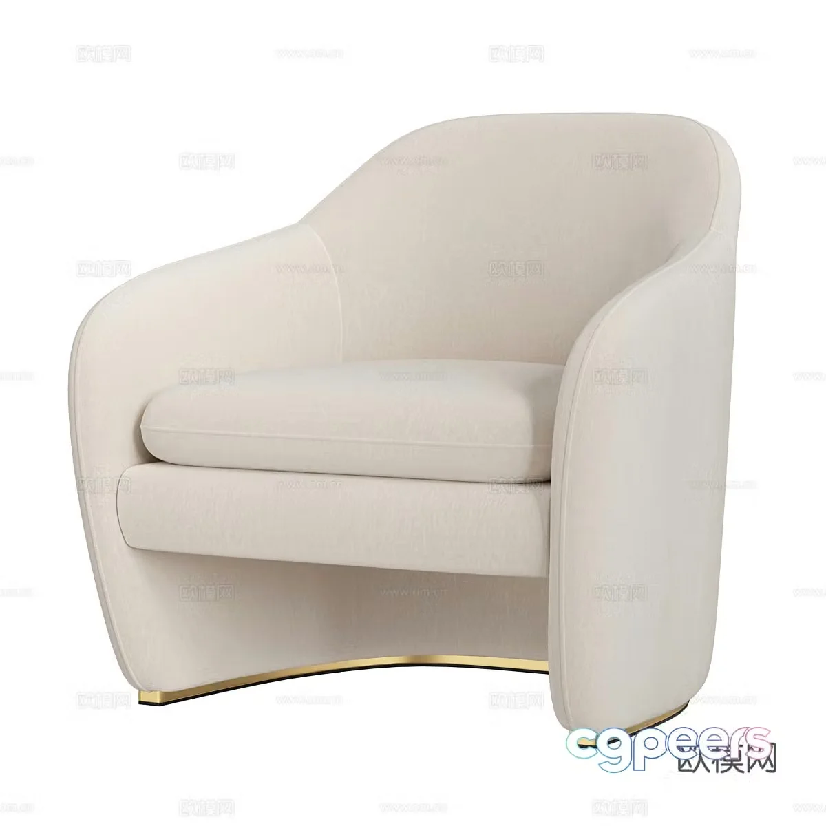 Modern Cream Style Pavia Armchair 3d Model