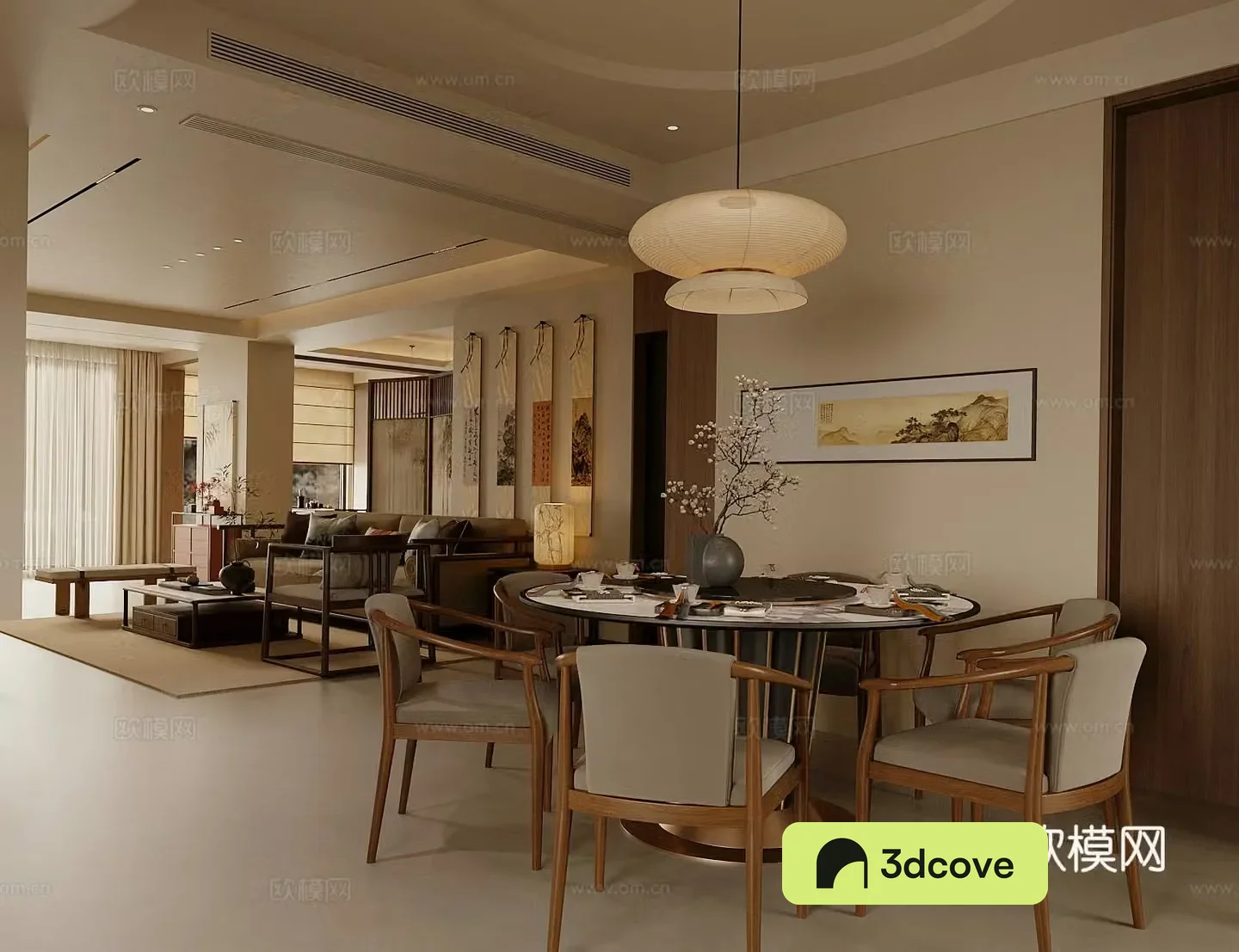 New Chinese Zen Living Restaurant Song Style Aesthetic Living Restaurant Sofa Coffee Table Combination