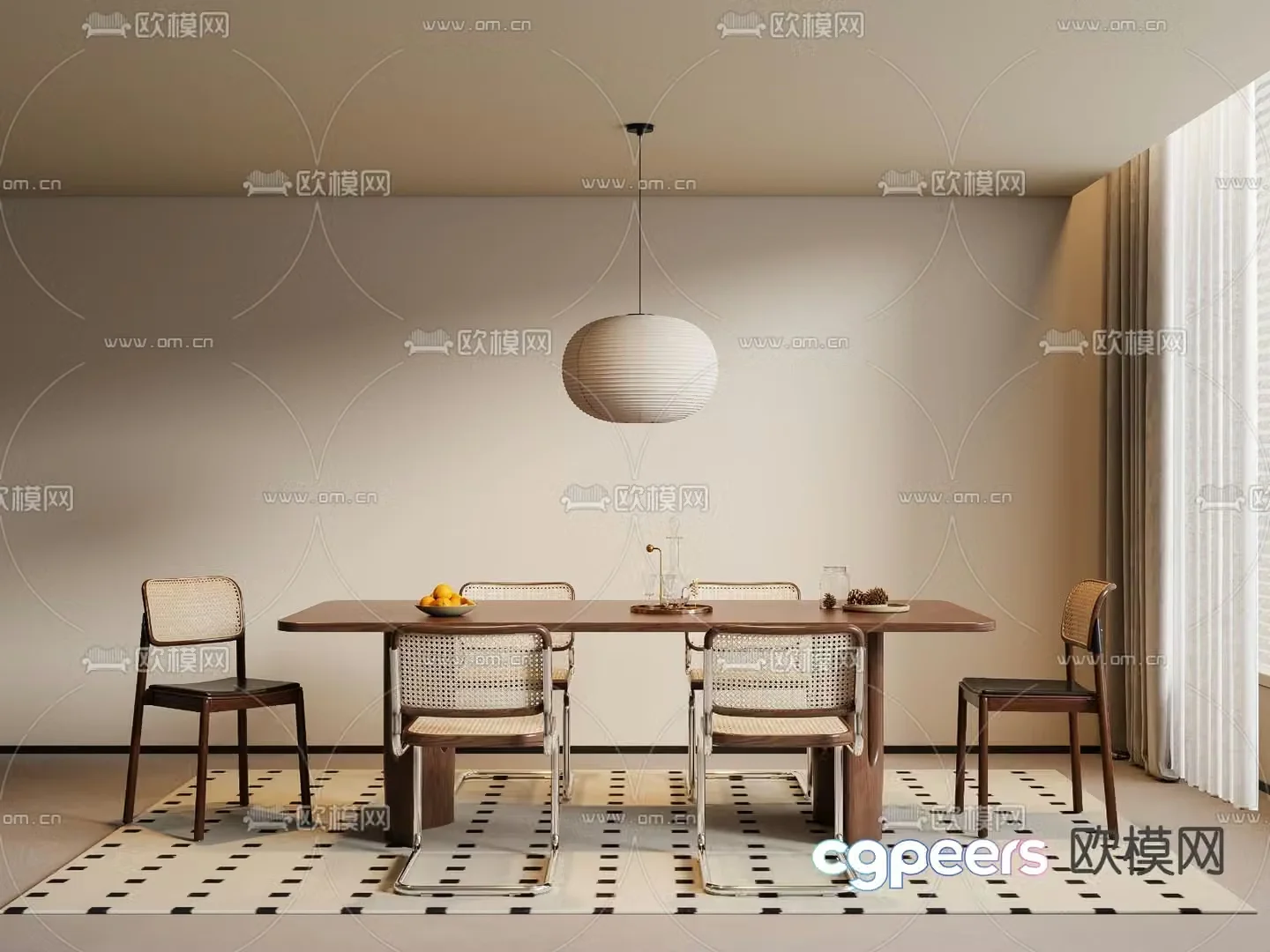 Medieval style dining table and chairs wooden dining table 3d model