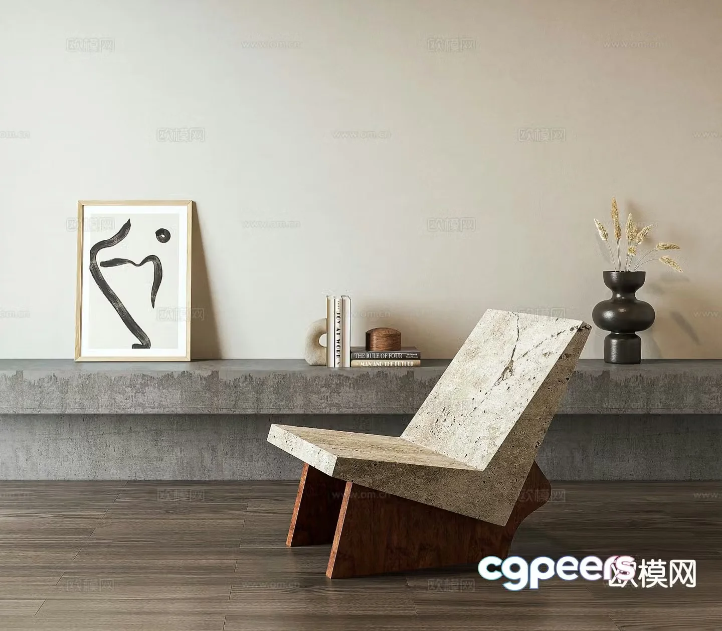 Wabi-sabi style leisure chair 3d model