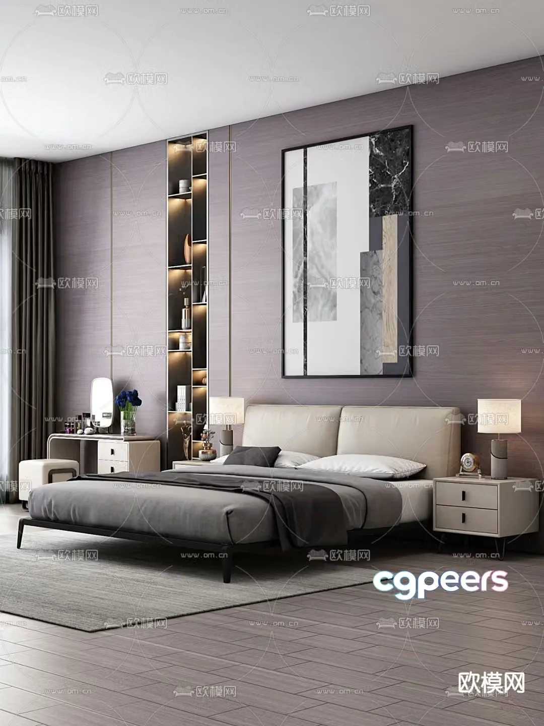 Modern double bed 3d model