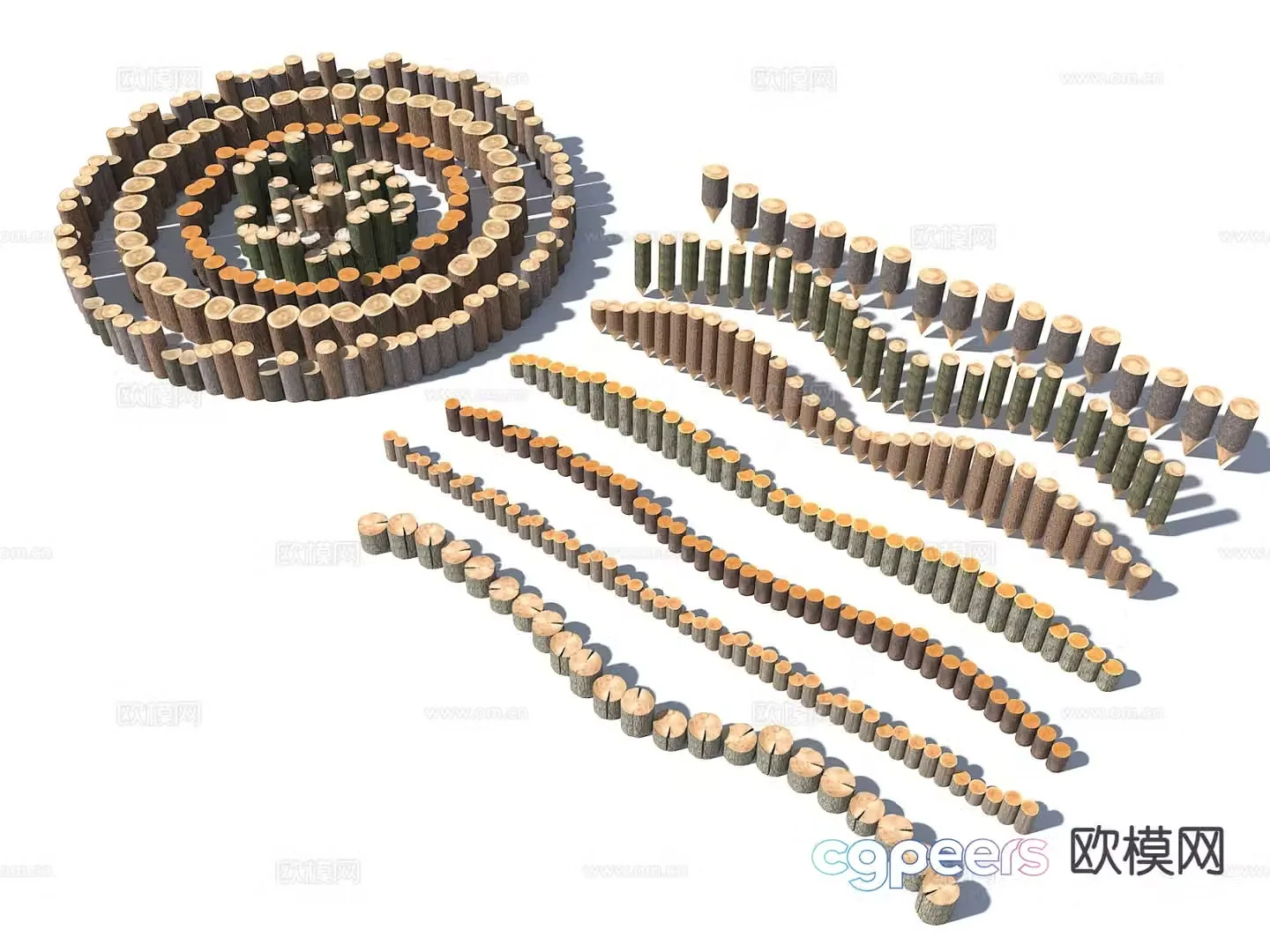 tree stump pine stump tree trunk wooden pillar 3d model
