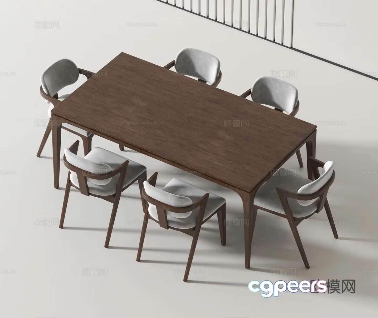 Modern dining table and chairs 3d model