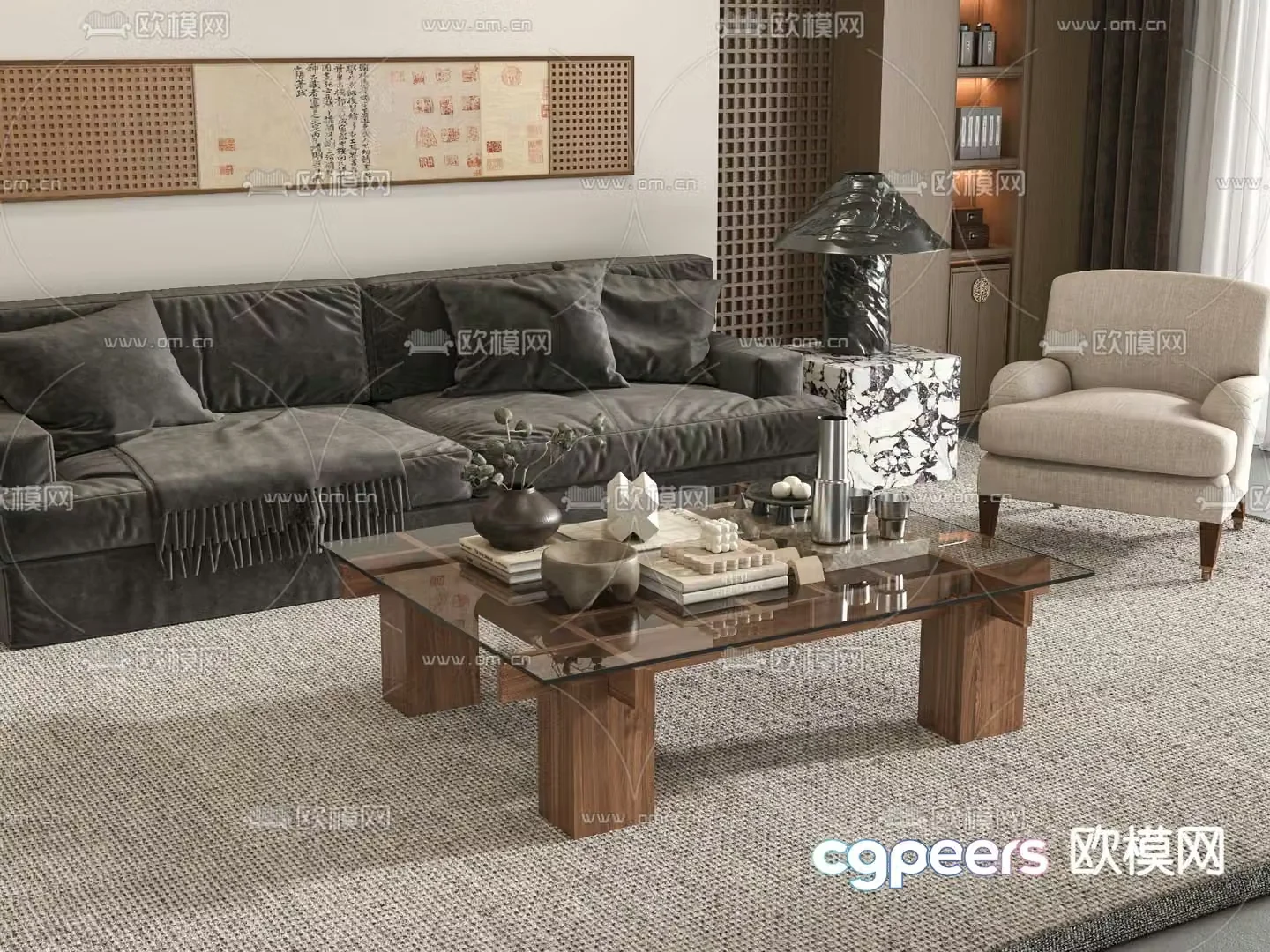 Wabi-sabi sofa set 3d model