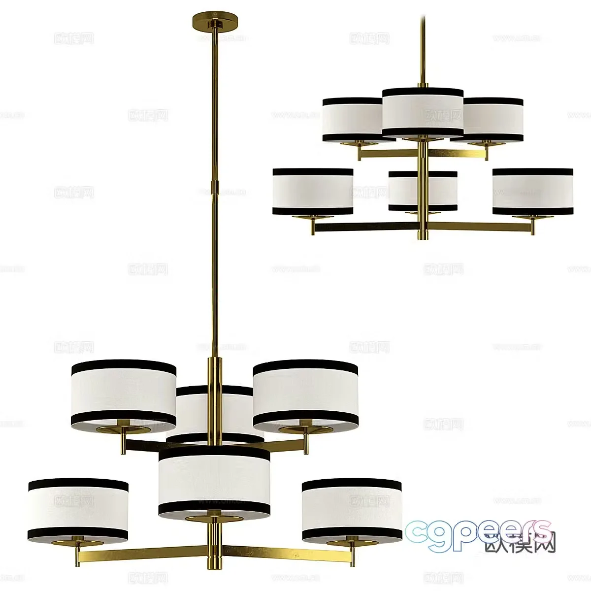 New Chinese style light luxury decorative chandelier 3D model