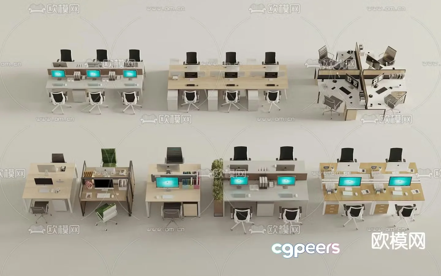 Office desk and chair employee desk 3d model