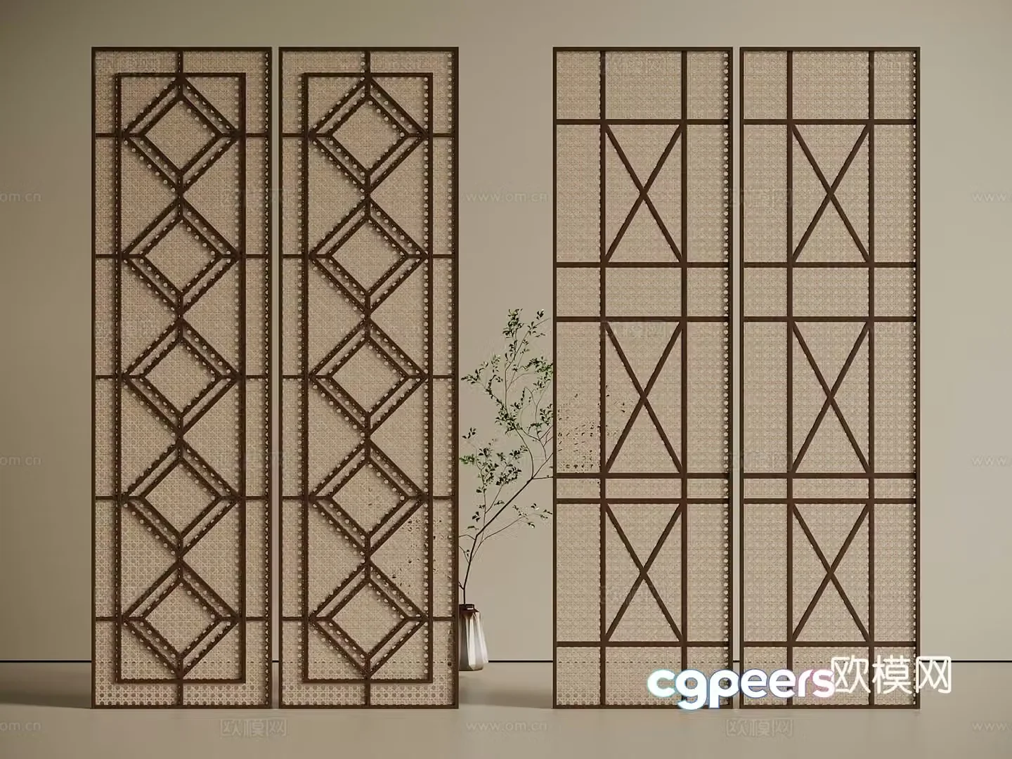 Middle Ages New Chinese Style Partition Porch Partition Office Partition Bedroom Partition Bathroom 3D Model