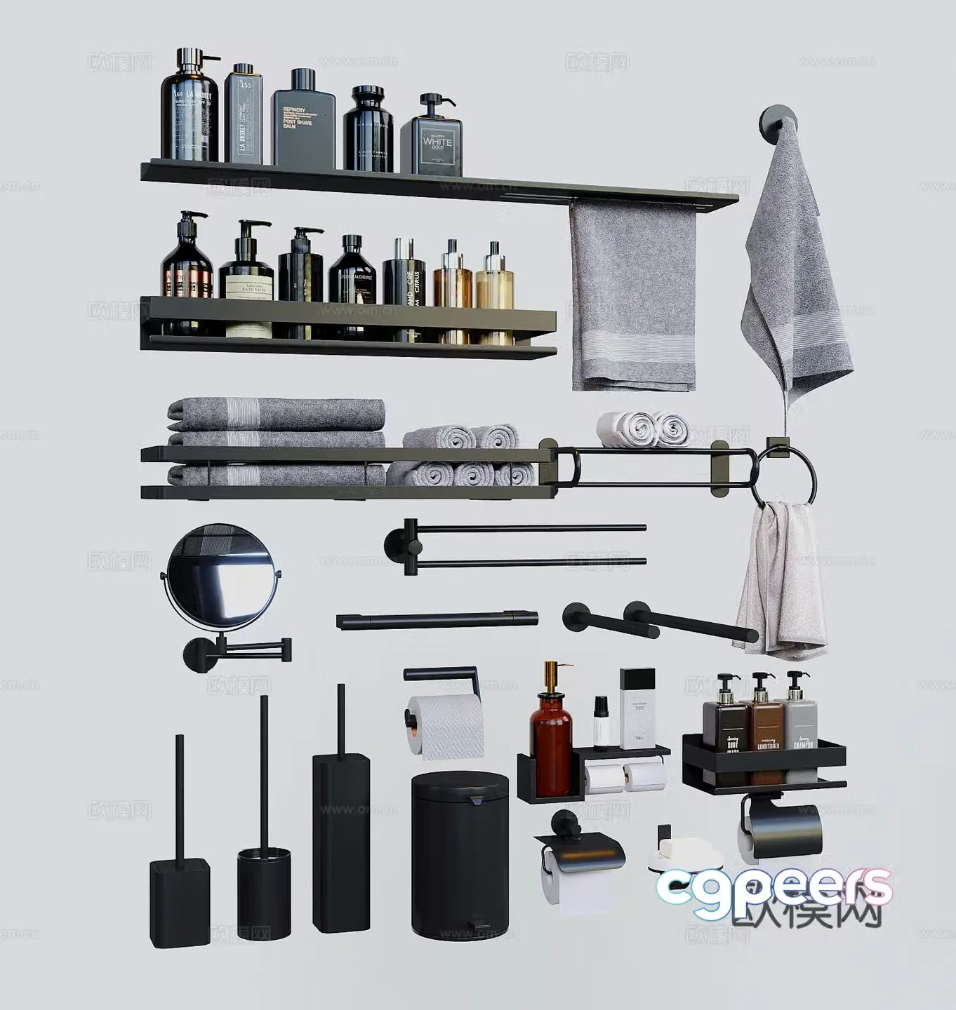 Modern bathroom supplies towel rack bathroom accessories 3D model