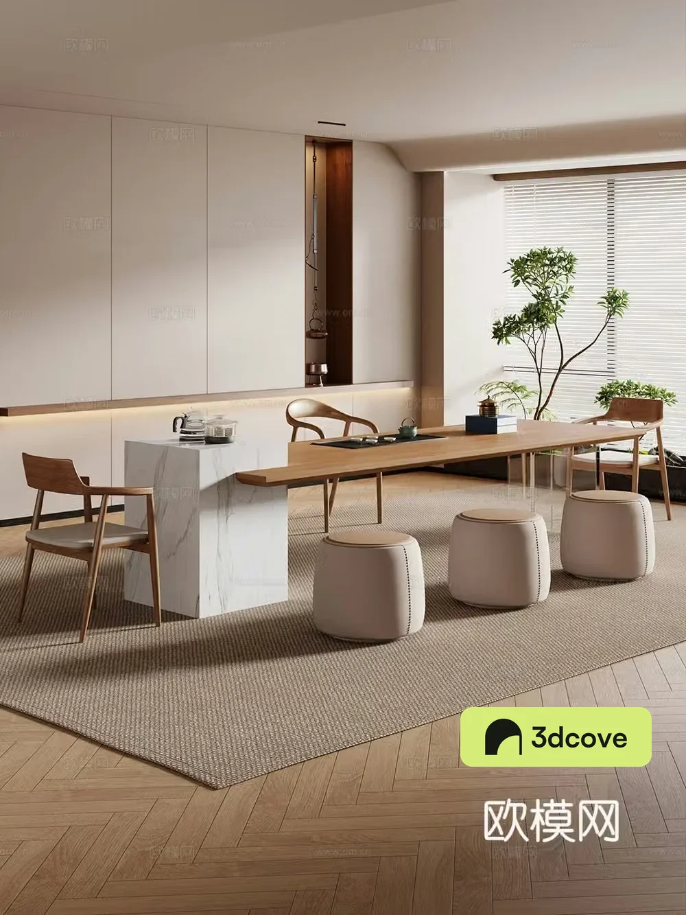 Creamy large plate table tea table and chair combination tea table tea room tea table balcony tea table