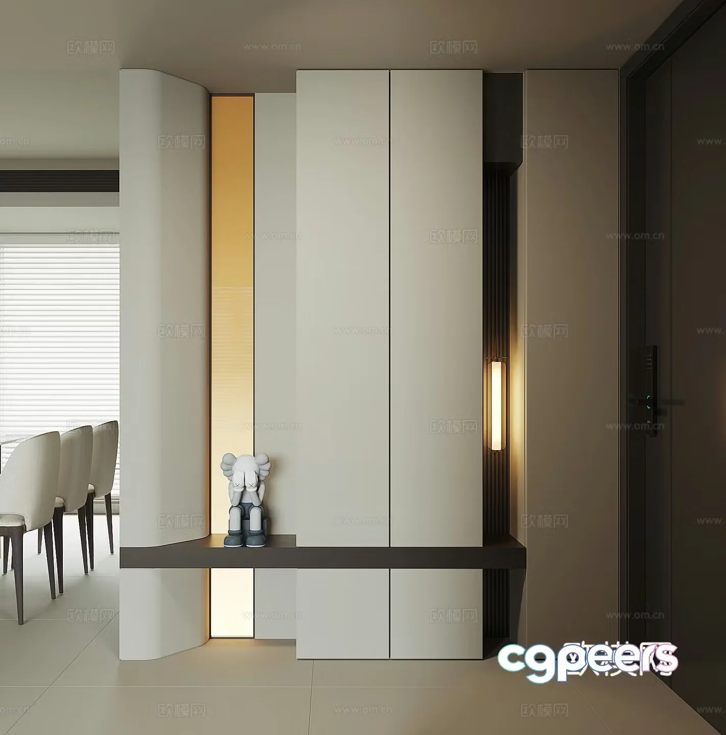 Modern home entrance shoe cabinet 3D model