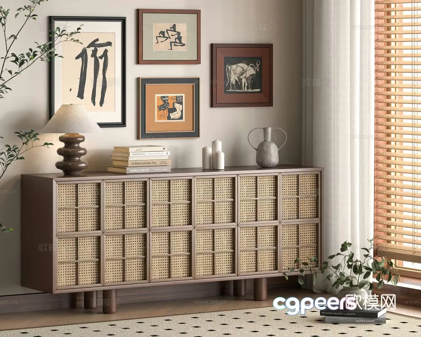 3D model of medieval style porch cabinet