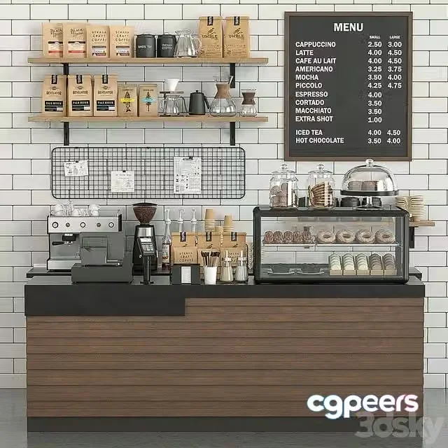 3ds Max Free – Coffeeshop (Rack for coffee houses with equipment)