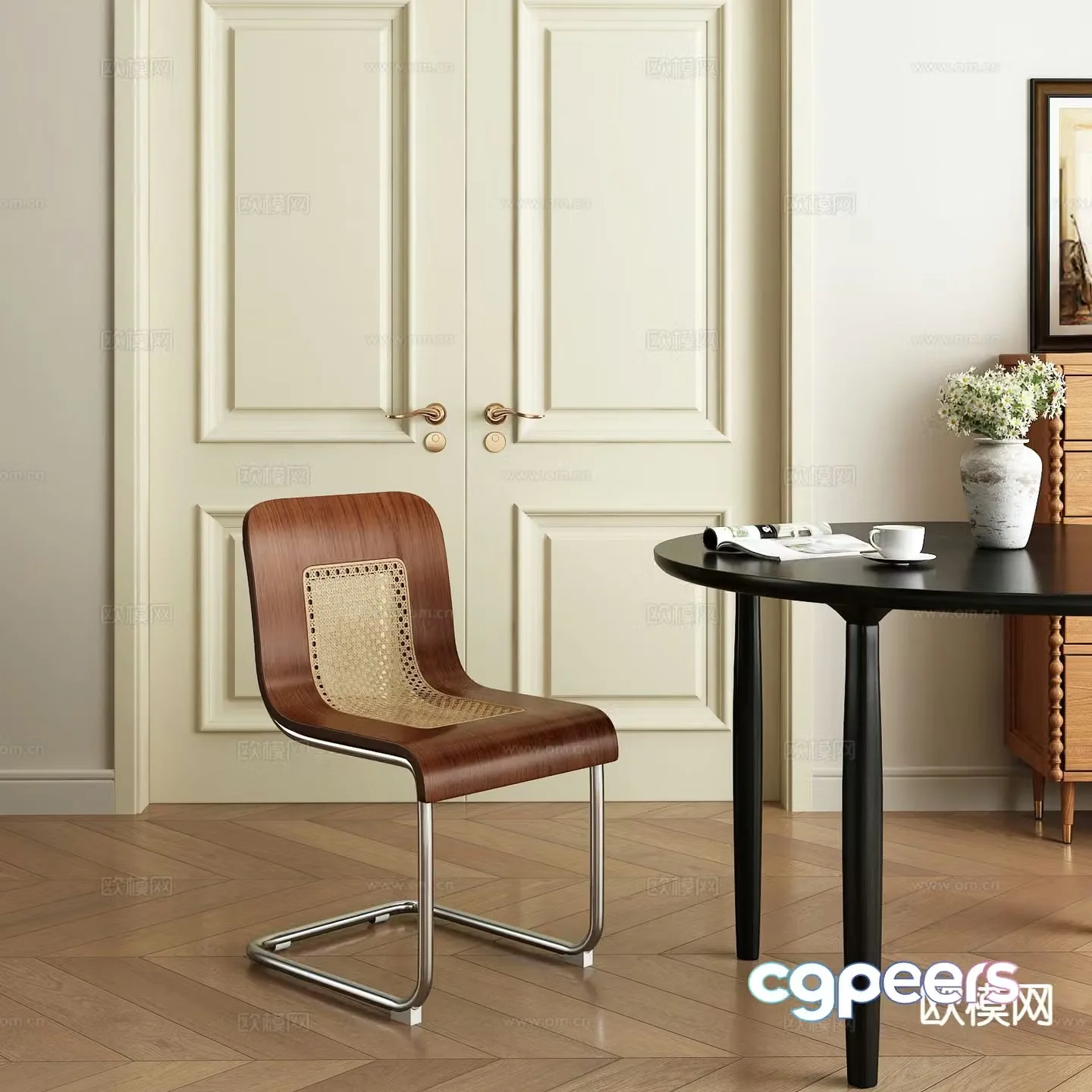 Medieval style chair dining chair 3d model