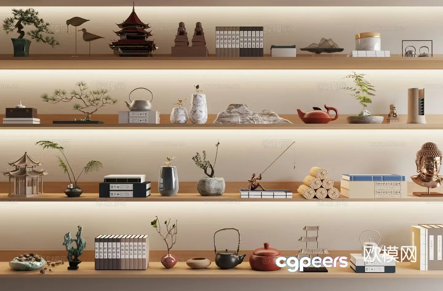 New Chinese style decorative ornament combination 3D model