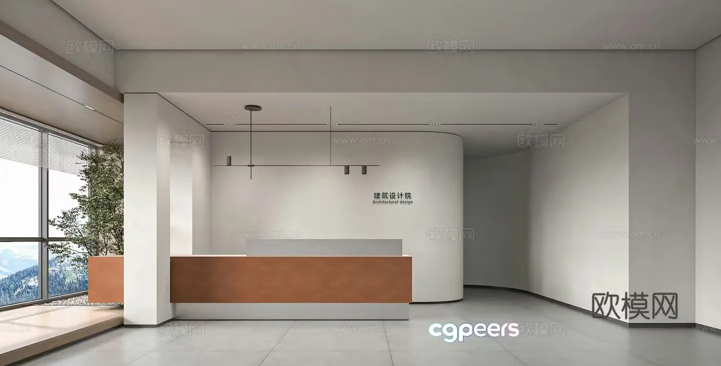 Modern office reception hall 3d model