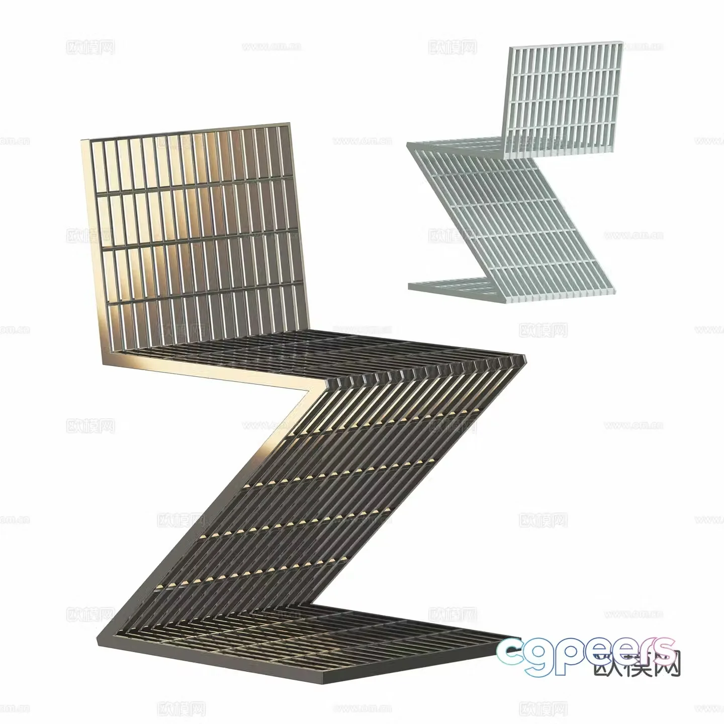 Modern minimalist metal dining chair 3d model