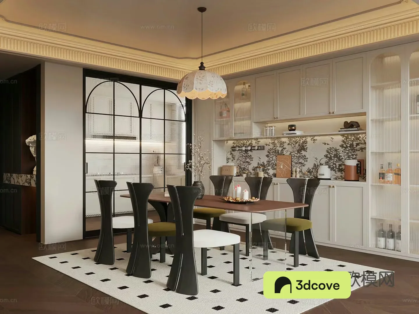 French restaurant wine cabinet dining table and chair