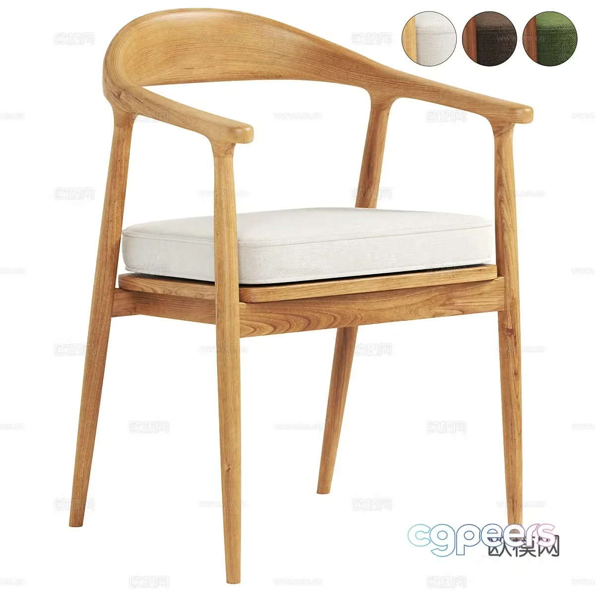 New Chinese style wooden single chair 3D model
