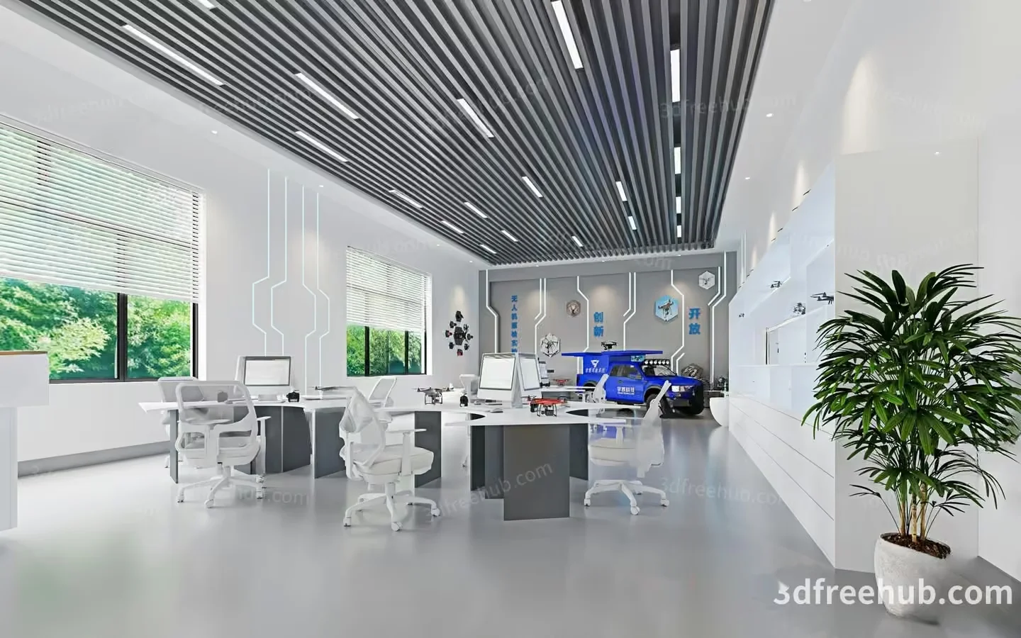 Modern Office Space 3D Model – 5775 – VRAY Render