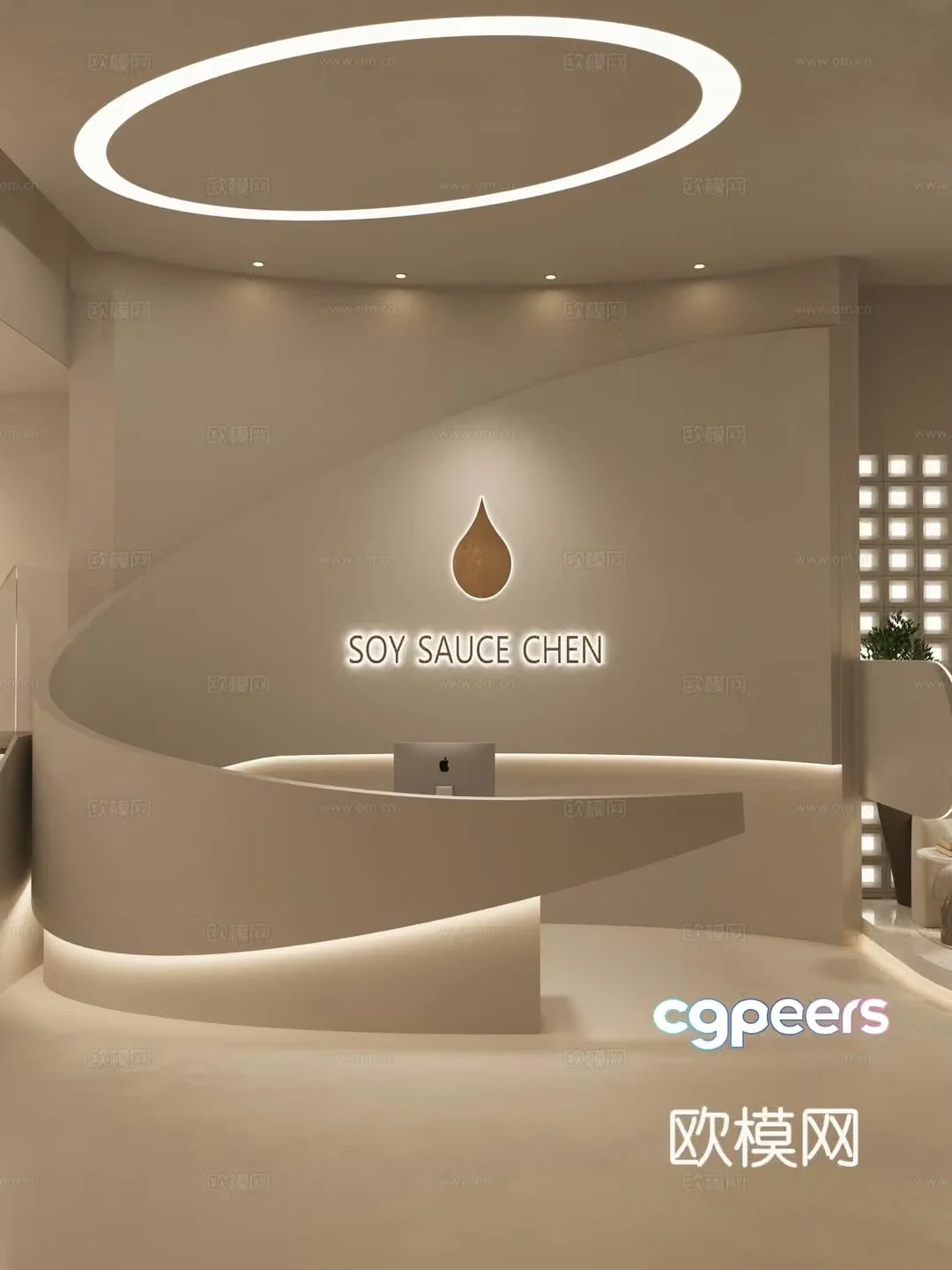 Modern Beauty SPA Store Reception Desk Living Area Aisle Landscape 3d Model 3d Model