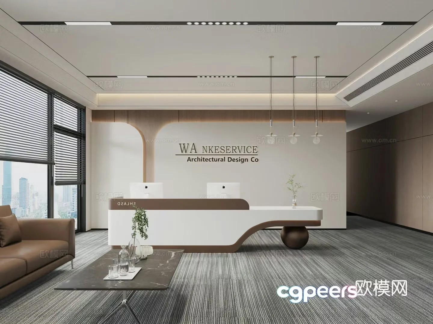 Modern company front desk 3D model