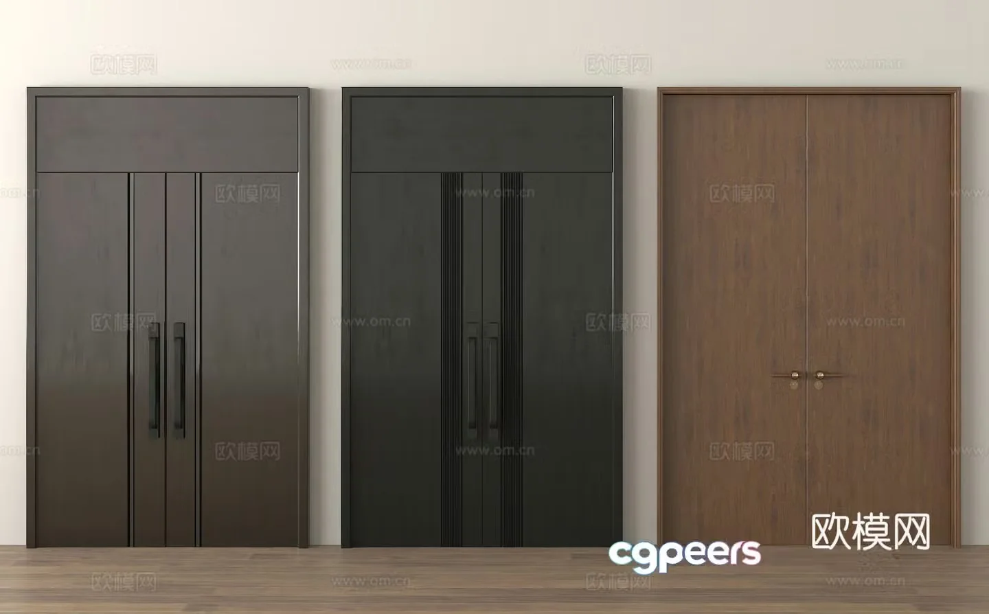 Double door conference room door 3d model