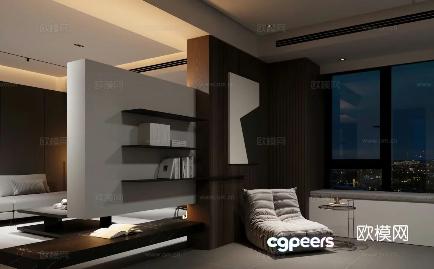 Modern study room 3d model