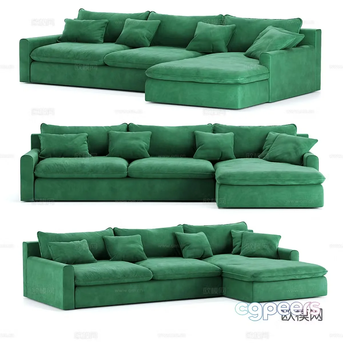 Modern simple double sofa double sofa simple double sofa green sofa 3D model