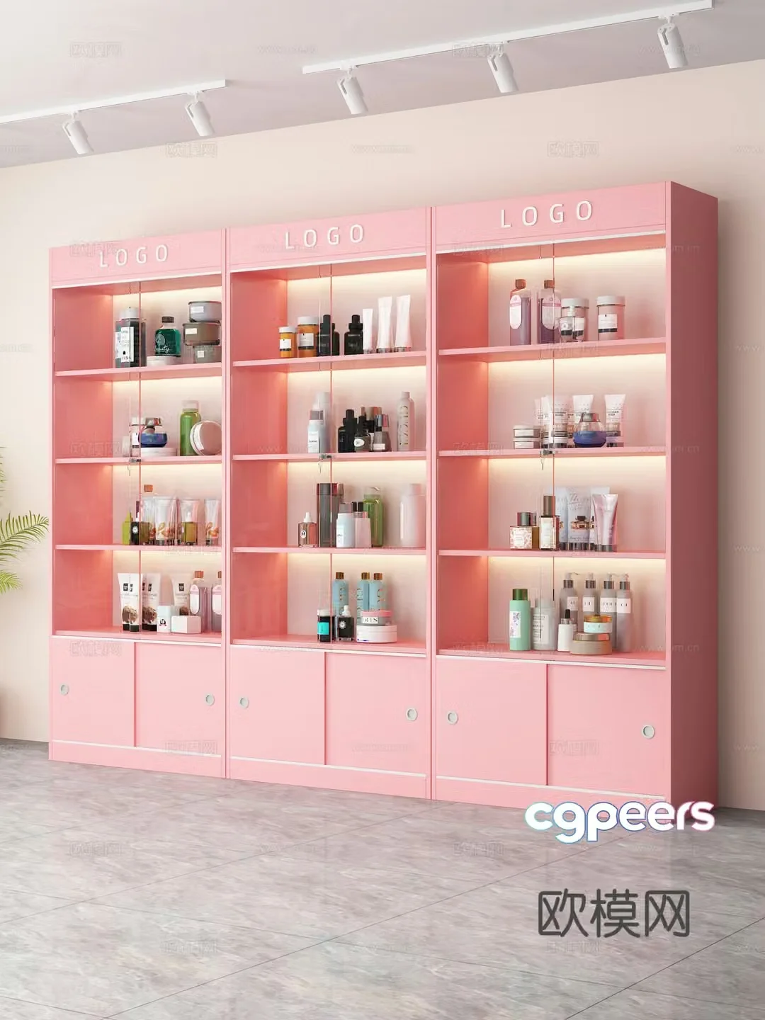 Cosmetics display cabinet Showcase Beauty salon with glass door with lock Showcase 3D model