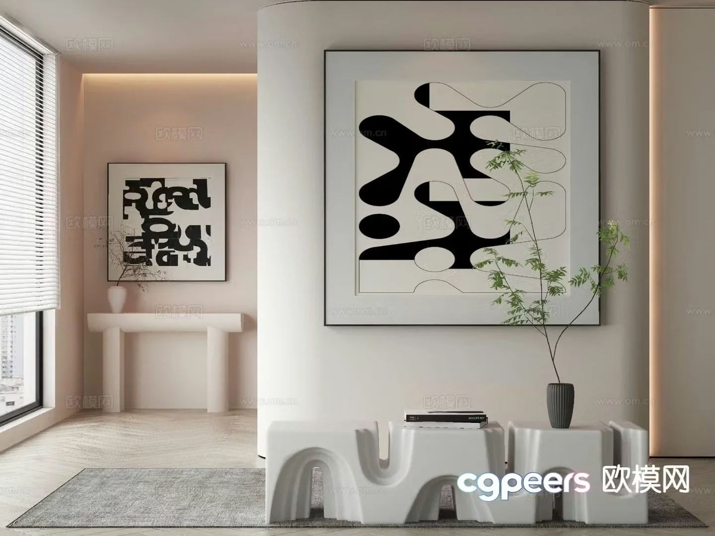 Modern art painting abstract painting decorative painting 3d model