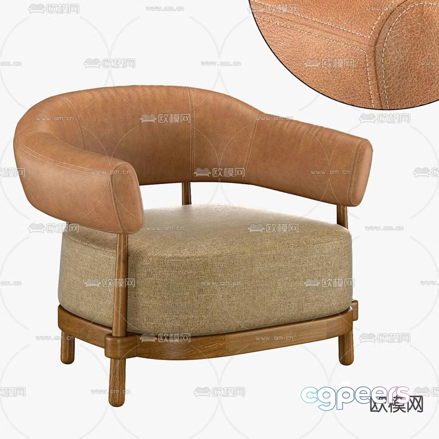 Leather sofa chair leisure chair 3d model