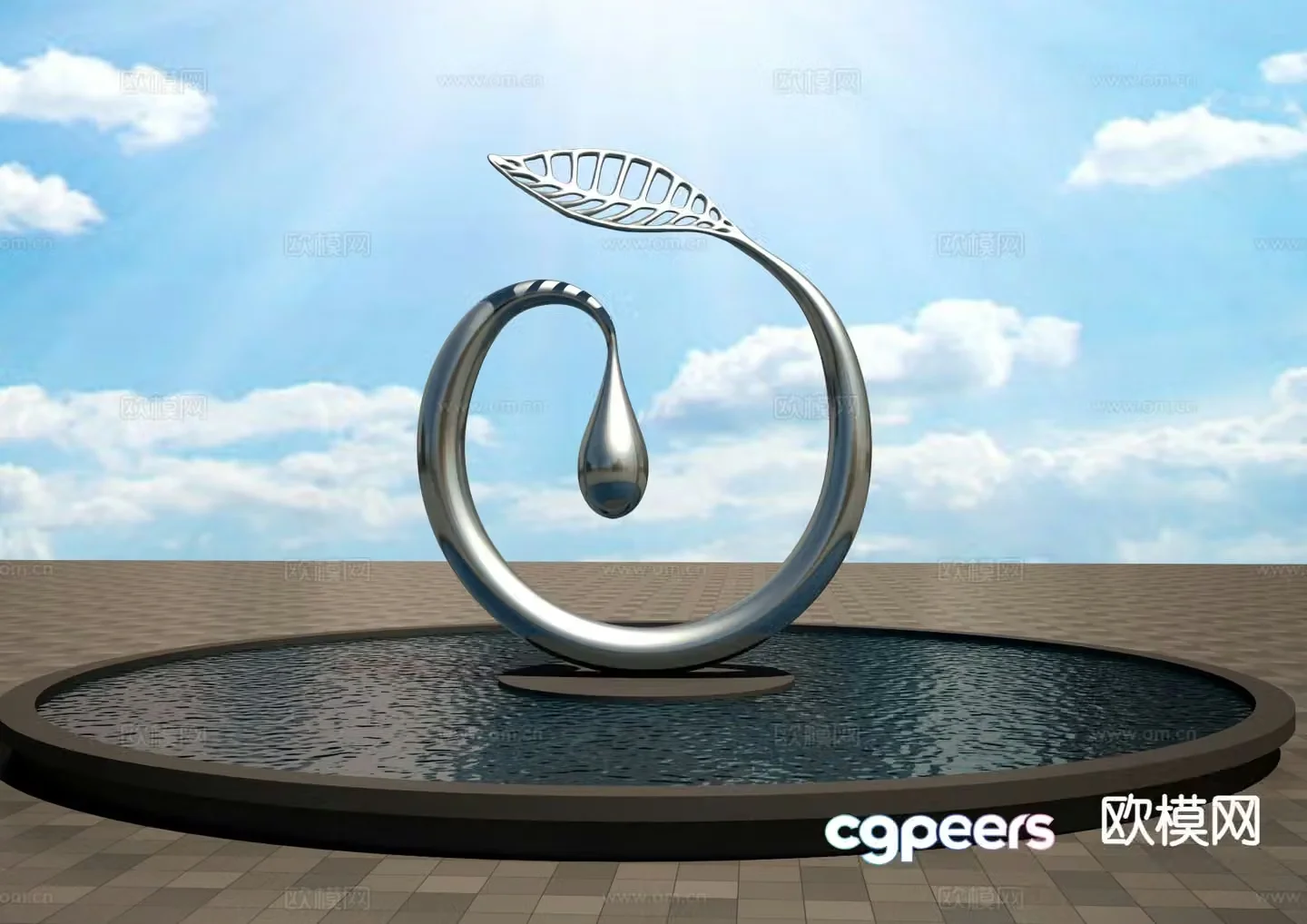 Water drop sculpture landscape sculpture 3d model