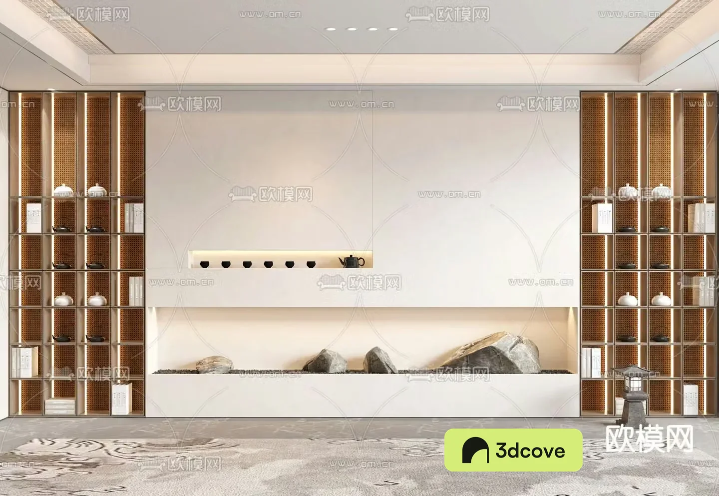 New Chinese style background wall tea cabinet