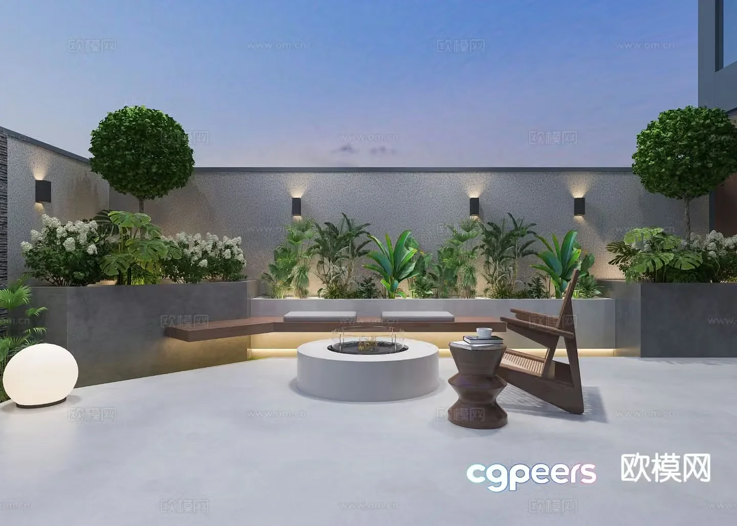 Courtyard landscape garden 3d model