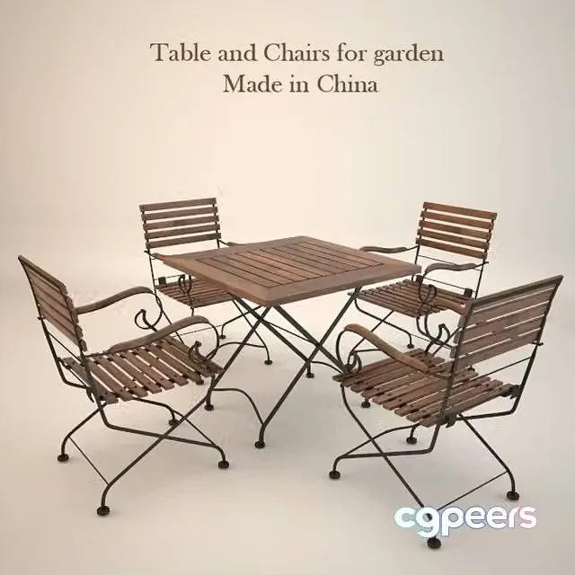 3ds Max Free – Iron chairs and table China